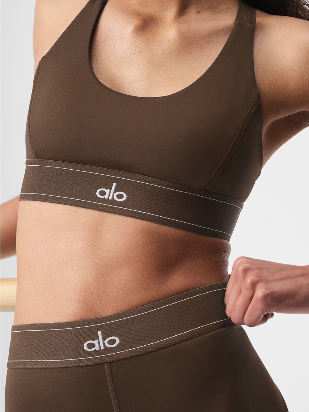 ALO Yoga soft motion suit air lift sports bra in espresso